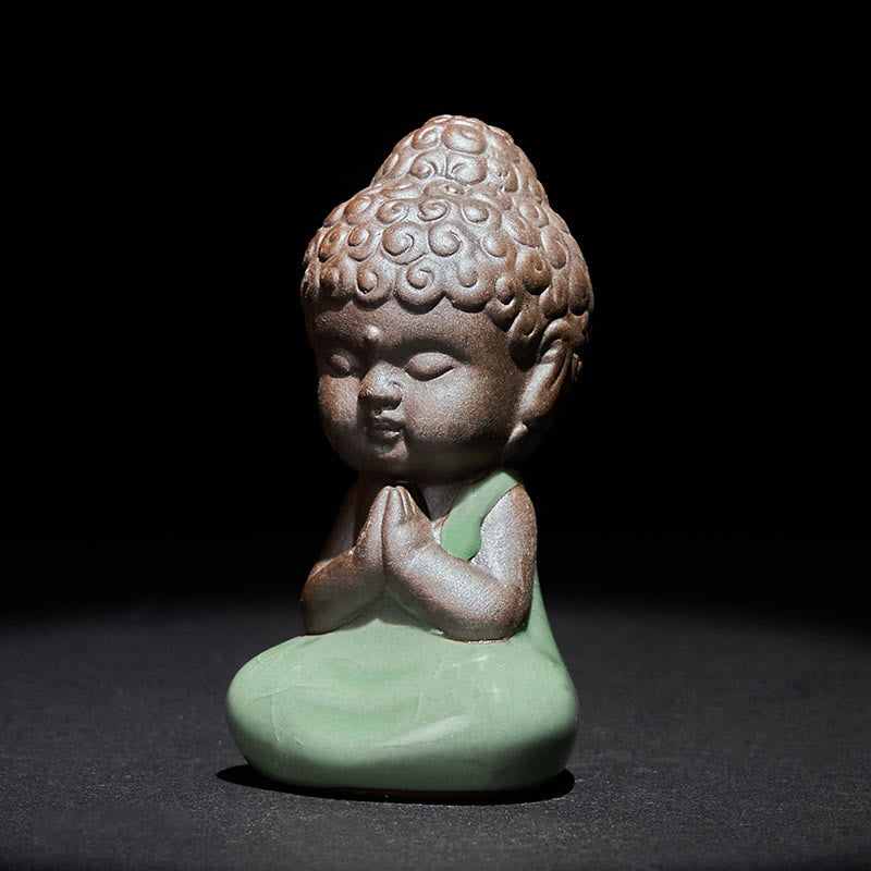 Buddha Stones祈り 瞑想 休息 僧侶 陶器像 静寂 家の装飾 - image 1