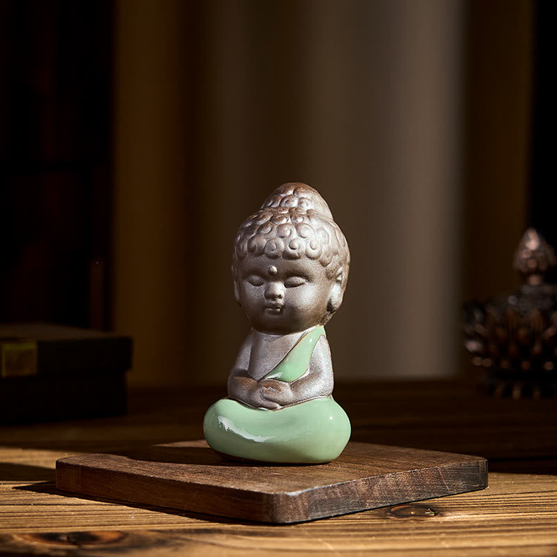 Buddha Stones祈り 瞑想 休息 僧侶 陶器像 静寂 家の装飾 - image 24