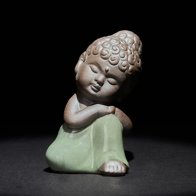 Buddha Stones祈り 瞑想 休息 僧侶 陶器像 静寂 家の装飾 - レスト4.5×5.5×8.5cm - image 32