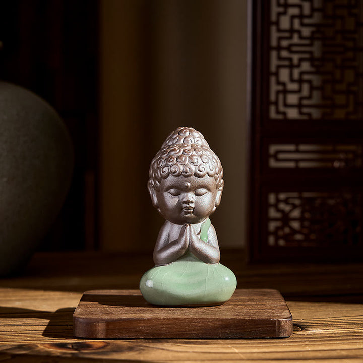 Buddha Stones祈り 瞑想 休息 僧侶 陶器像 静寂 家の装飾 - image 3