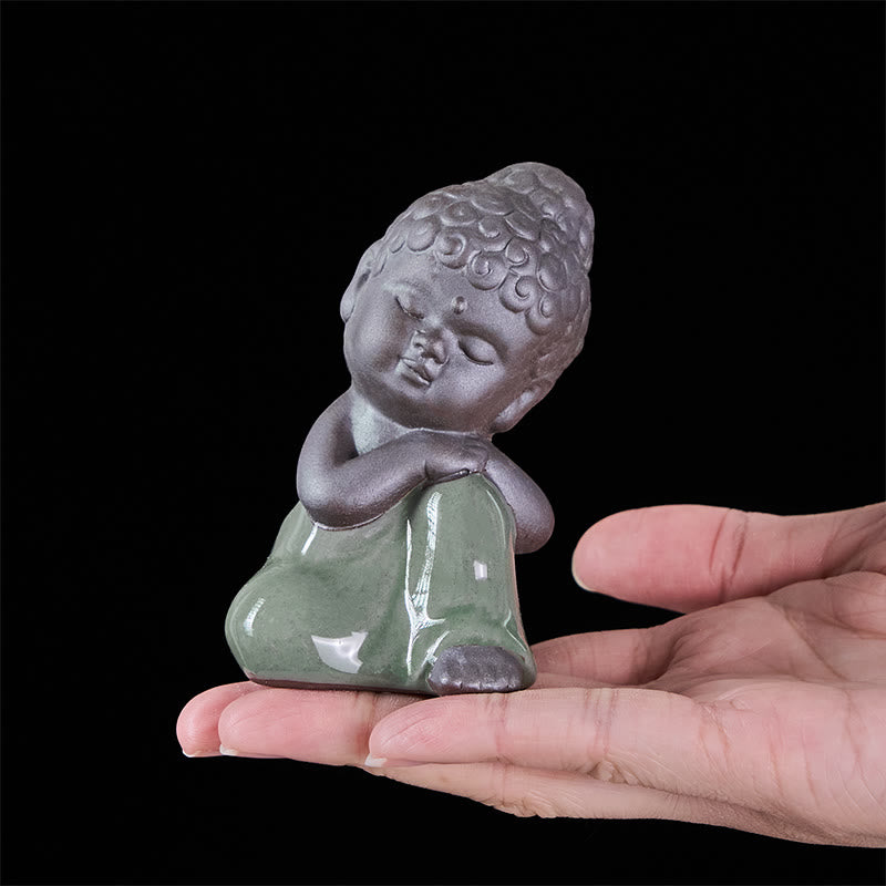 Buddha Stones祈り 瞑想 休息 僧侶 陶器像 静寂 家の装飾 - image 37