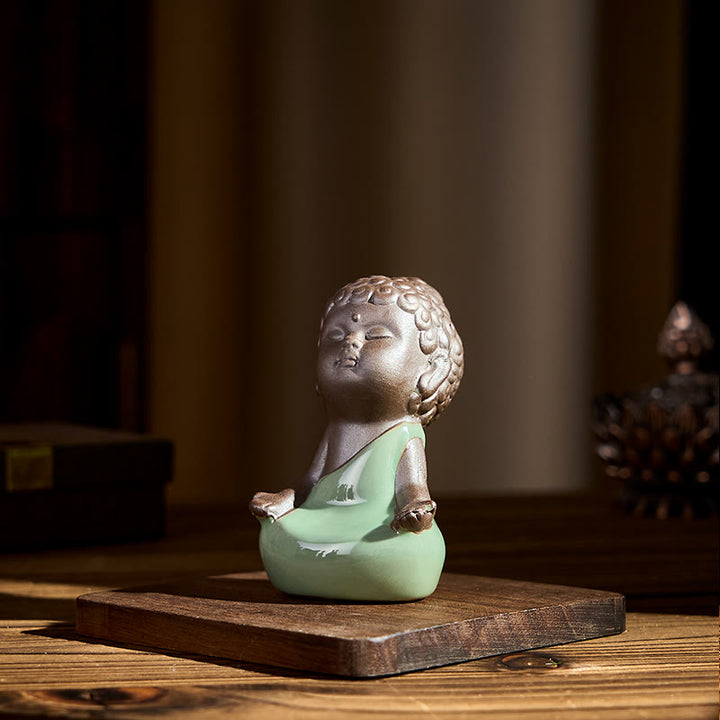 Buddha Stones祈り 瞑想 休息 僧侶 陶器像 静寂 家の装飾 - image 14