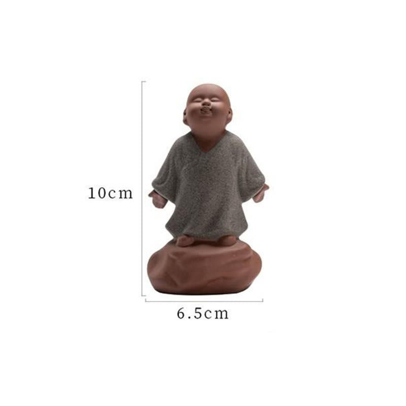 見上げるBuddha Stones休息中の僧侶 陶器像 慈悲の心 室内装飾 - image 8