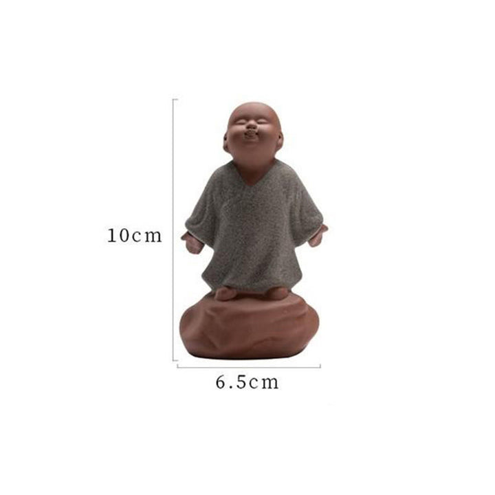 見上げるBuddha Stones休息中の僧侶 陶器像 慈悲の心 室内装飾 - image 8