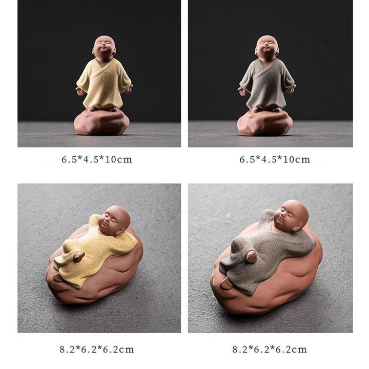 見上げるBuddha Stones休息中の僧侶 陶器像 慈悲の心 室内装飾 - image 14