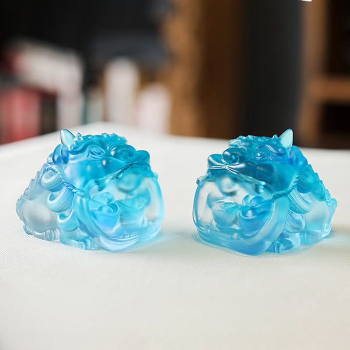 Buddha Stonesハンドメイド 琉璃水晶 ゴールド 飲み込む貔貅 アートピース ホームデコレーション - image 13