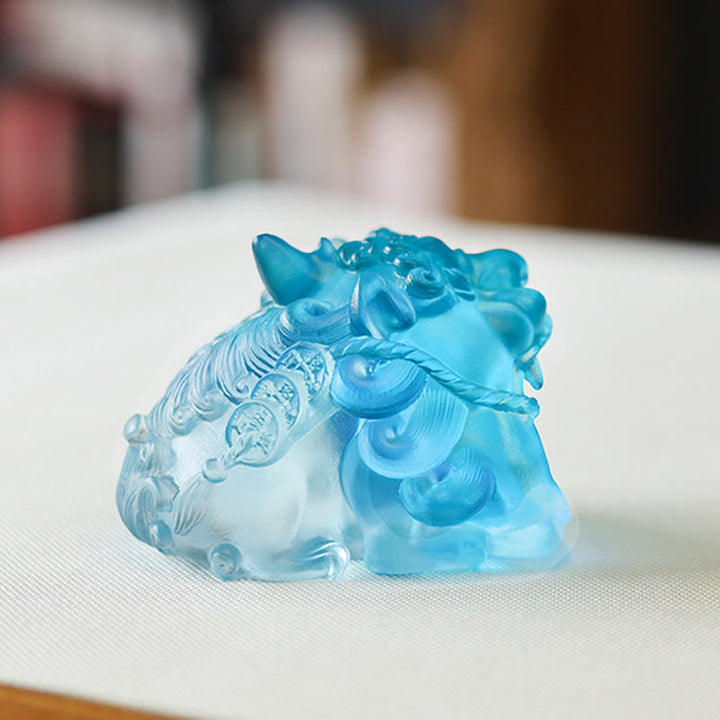 Buddha Stonesハンドメイド 琉璃水晶 ゴールド 飲み込む貔貅 アートピース ホームデコレーション - image 10