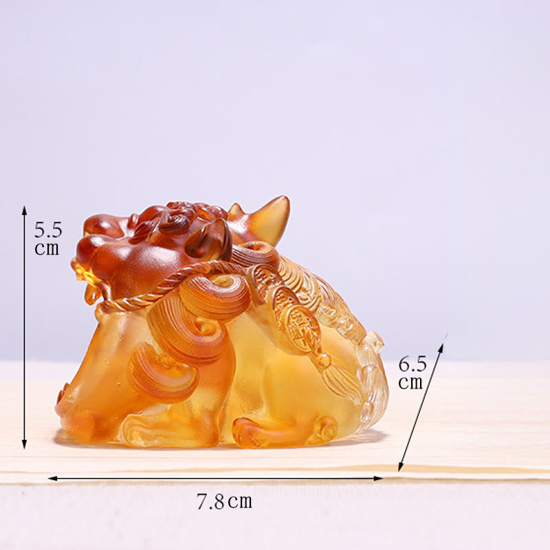 Buddha Stonesハンドメイド 琉璃水晶 ゴールド 飲み込む貔貅 アートピース ホームデコレーション - image 6