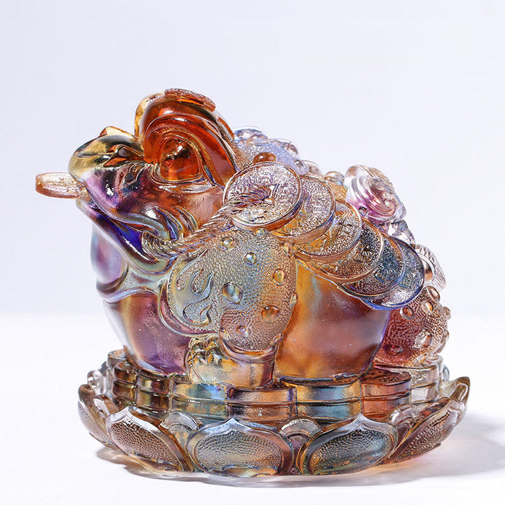 Buddha Stones風水 カエルコイン 手作り 琉璃水晶 アートピース 富 家庭 オフィス 装飾 - カラフル 13*12*11cm - image 5