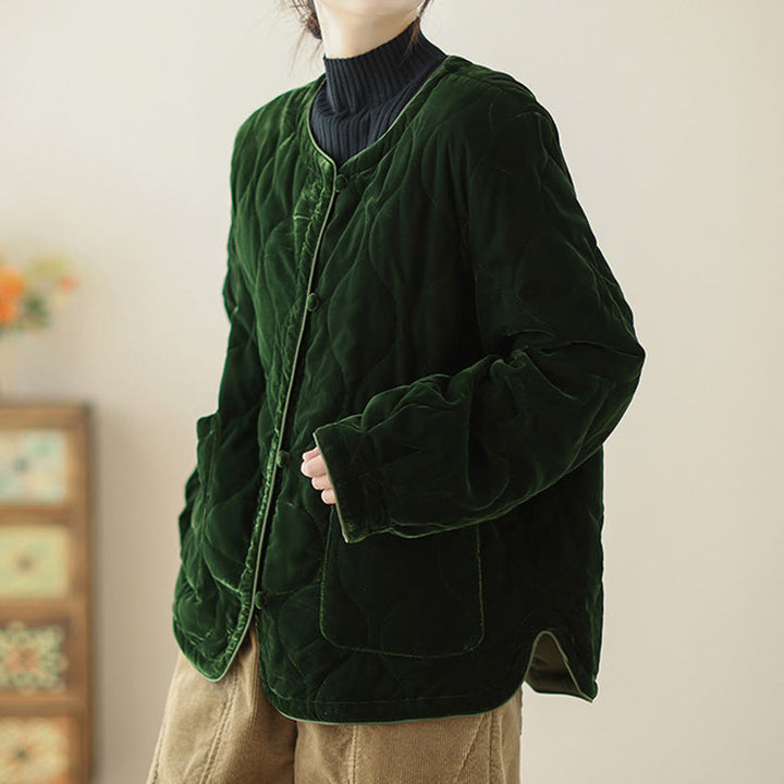 Buddha Stonesダイヤモンド柄ショートスタイルレディース長袖厚手ジャケットポケット付き - image 4