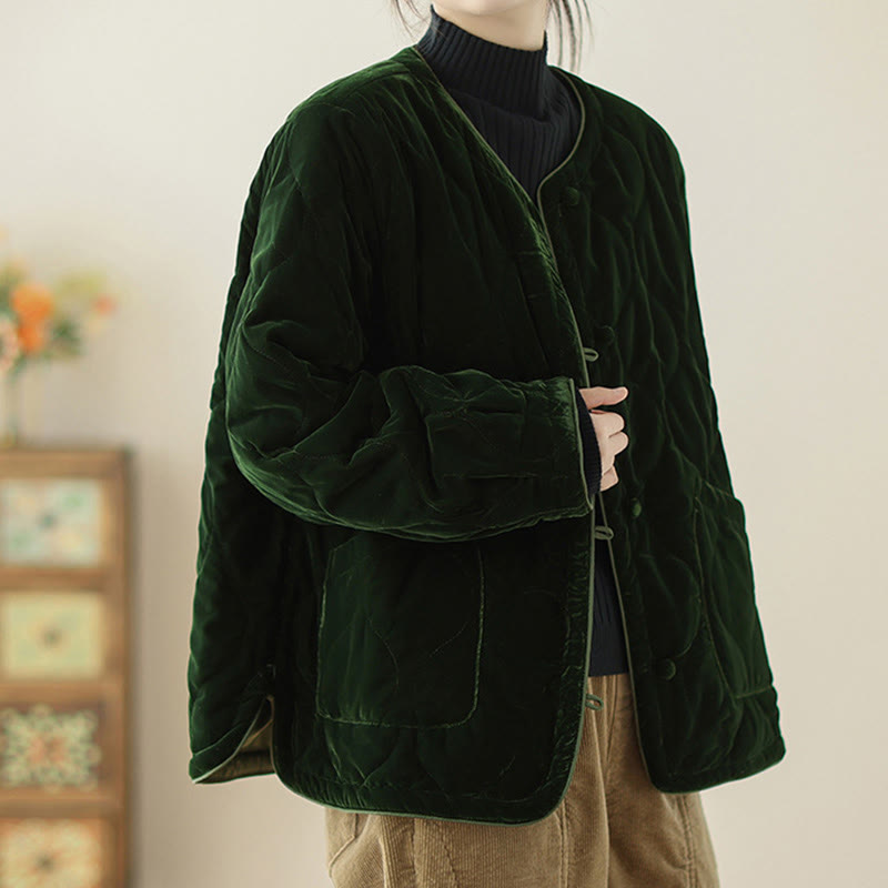 Buddha Stonesダイヤモンド柄ショートスタイルレディース長袖厚手ジャケットポケット付き - image 3