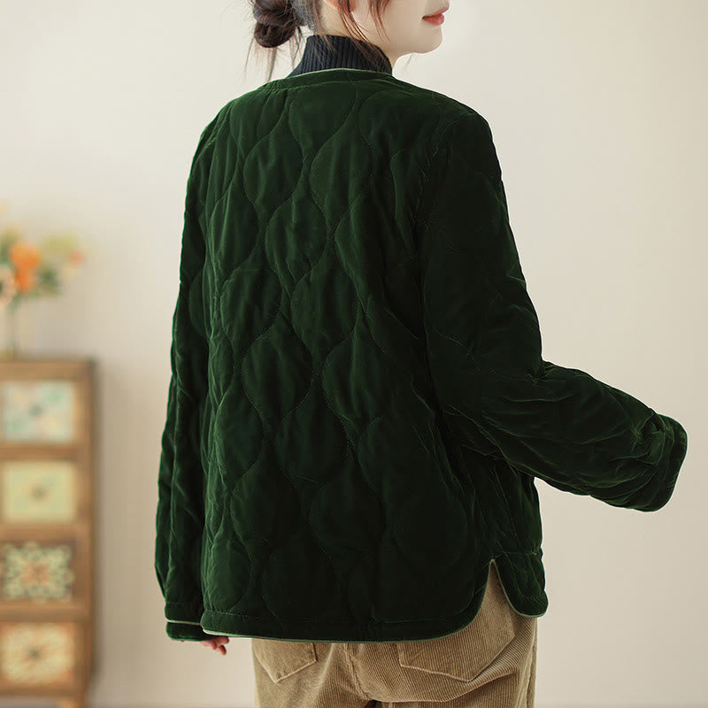 Buddha Stonesダイヤモンド柄ショートスタイルレディース長袖厚手ジャケットポケット付き - image 5