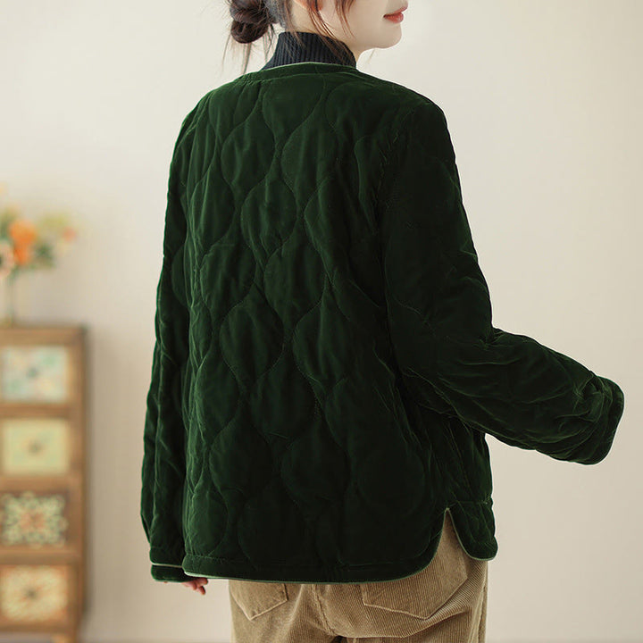 Buddha Stonesダイヤモンド柄ショートスタイルレディース長袖厚手ジャケットポケット付き - image 5