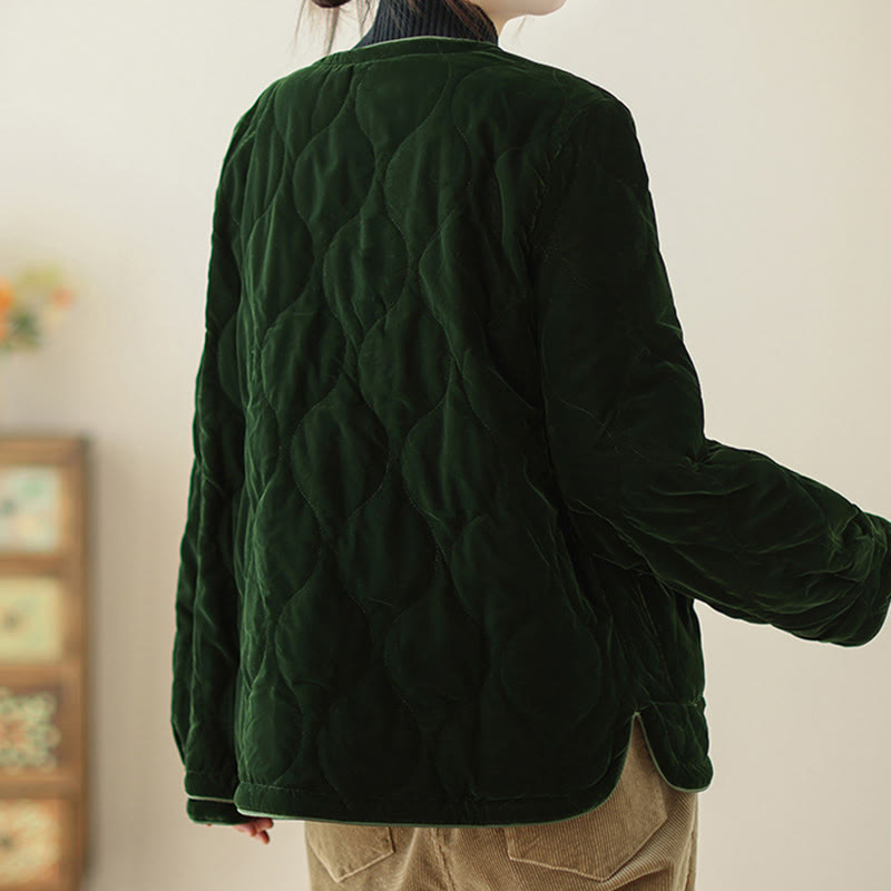 Buddha Stonesダイヤモンド柄ショートスタイルレディース長袖厚手ジャケットポケット付き - image 6