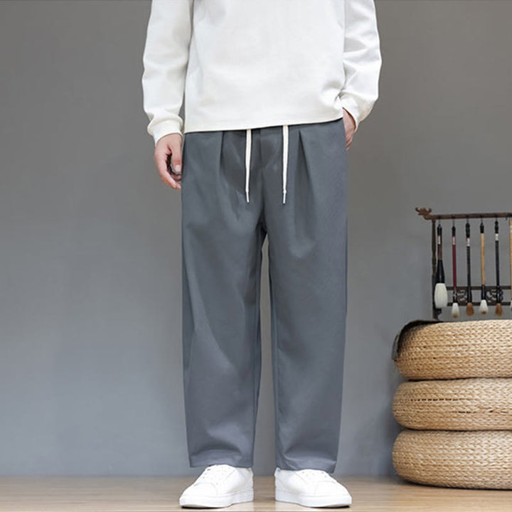 Buddha Stones秋冬 無地 ストレートレッグデザイン メンズ ハーレムパンツ ポケット付き - image 6