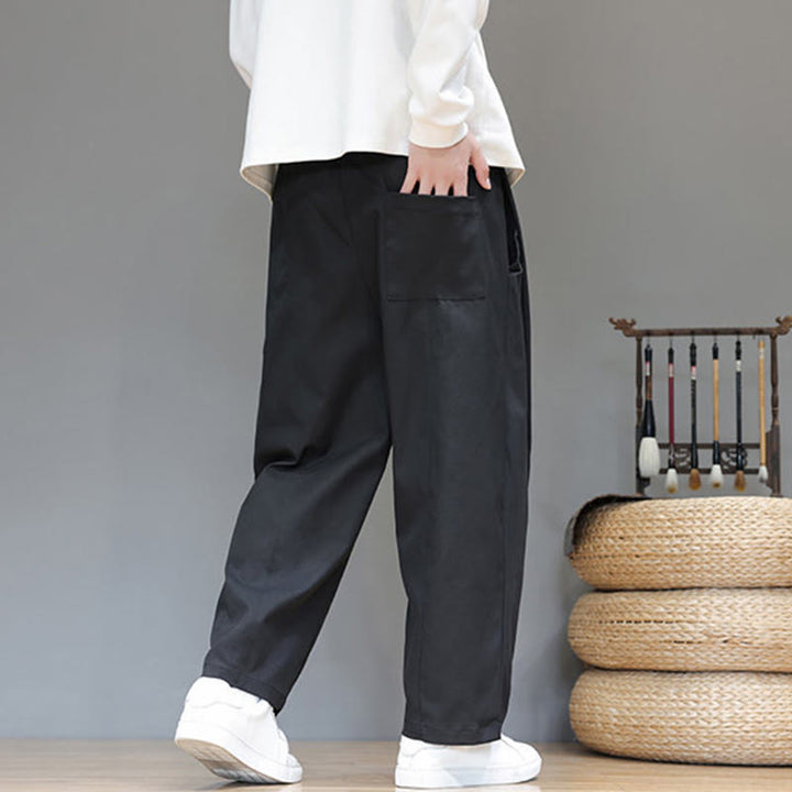 Buddha Stones秋冬 無地 ストレートレッグデザイン メンズ ハーレムパンツ ポケット付き - image 27