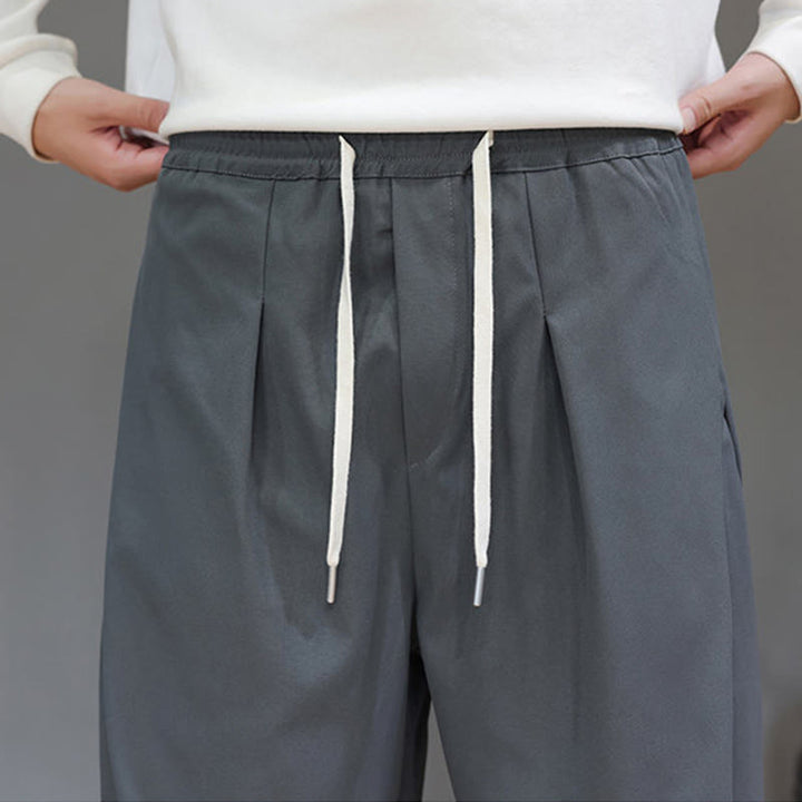 Buddha Stones秋冬 無地 ストレートレッグデザイン メンズ ハーレムパンツ ポケット付き - image 9