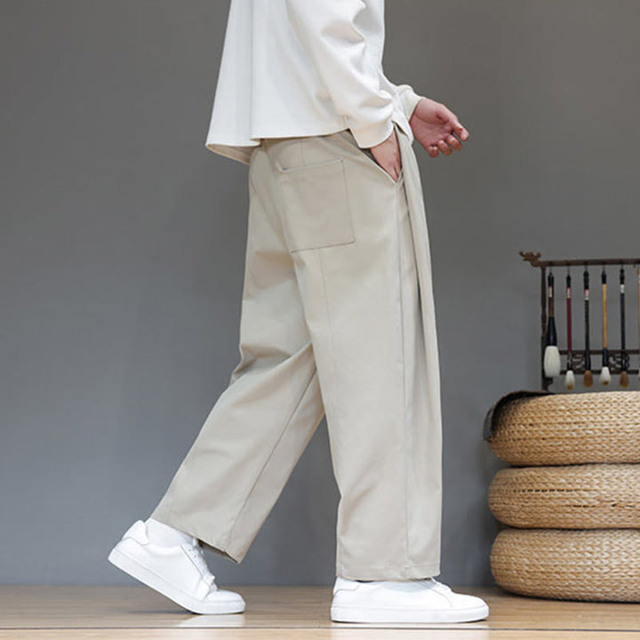 Buddha Stones秋冬 無地 ストレートレッグデザイン メンズ ハーレムパンツ ポケット付き - image 15