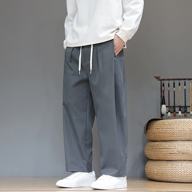 Buddha Stones秋冬 無地 ストレートレッグデザイン メンズ ハーレムパンツ ポケット付き - image 4