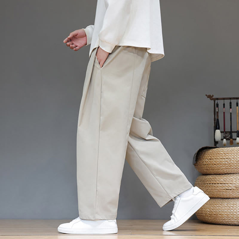 Buddha Stones秋冬 無地 ストレートレッグデザイン メンズ ハーレムパンツ ポケット付き - image 14