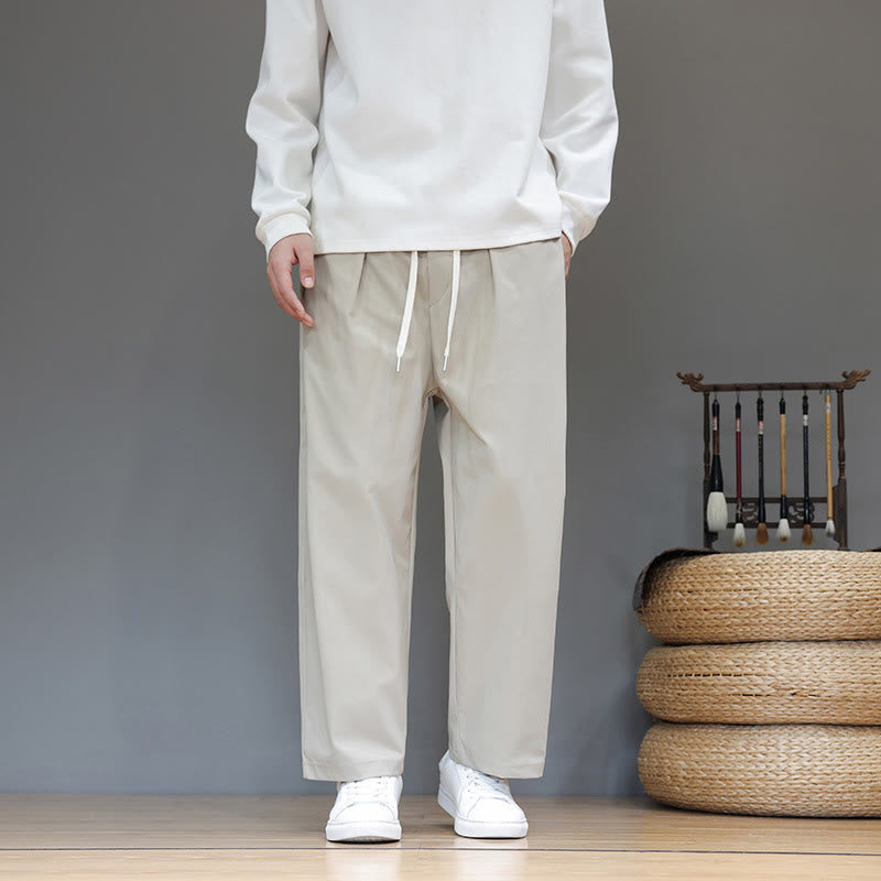 Buddha Stones秋冬 無地 ストレートレッグデザイン メンズ ハーレムパンツ ポケット付き - ベージュ - US/UK/AU46、 EU56 (5XL) - image 13