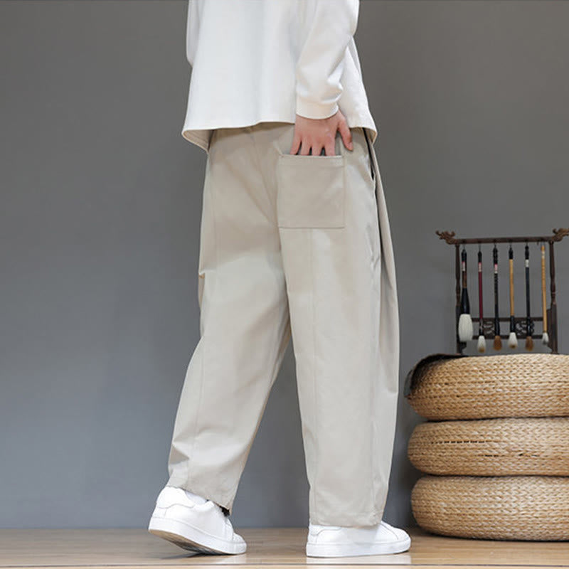 Buddha Stones秋冬 無地 ストレートレッグデザイン メンズ ハーレムパンツ ポケット付き - image 19