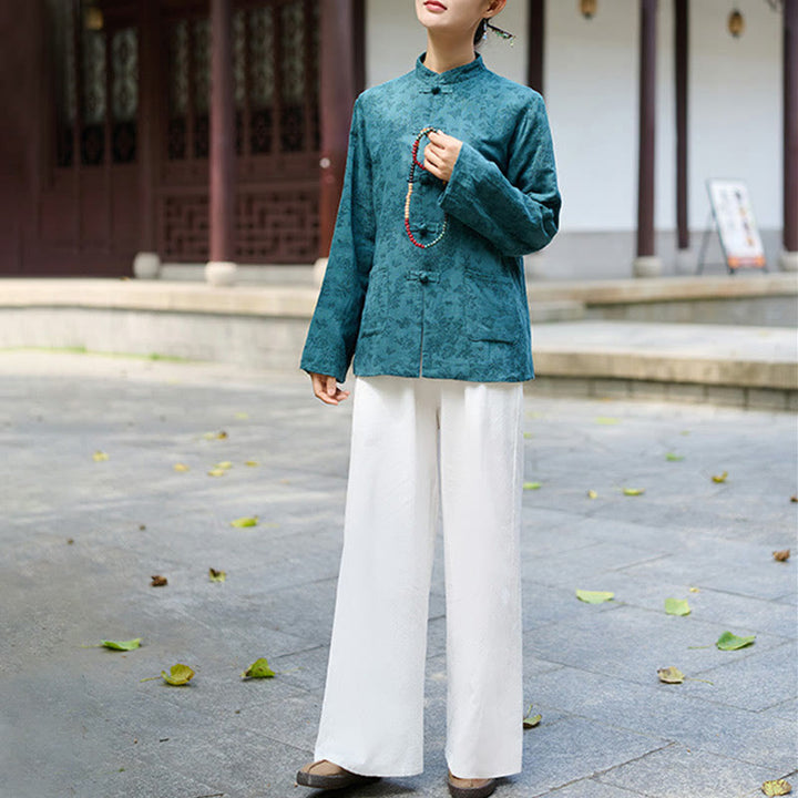 Buddha Stonesフロッグボタン 長袖 コットン ジャカード レディース シャツ パンツ ポケット付き - image 6