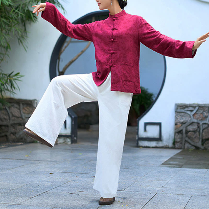 Buddha Stonesフロッグボタン 長袖 コットン ジャカード レディース シャツ パンツ ポケット付き - image 17