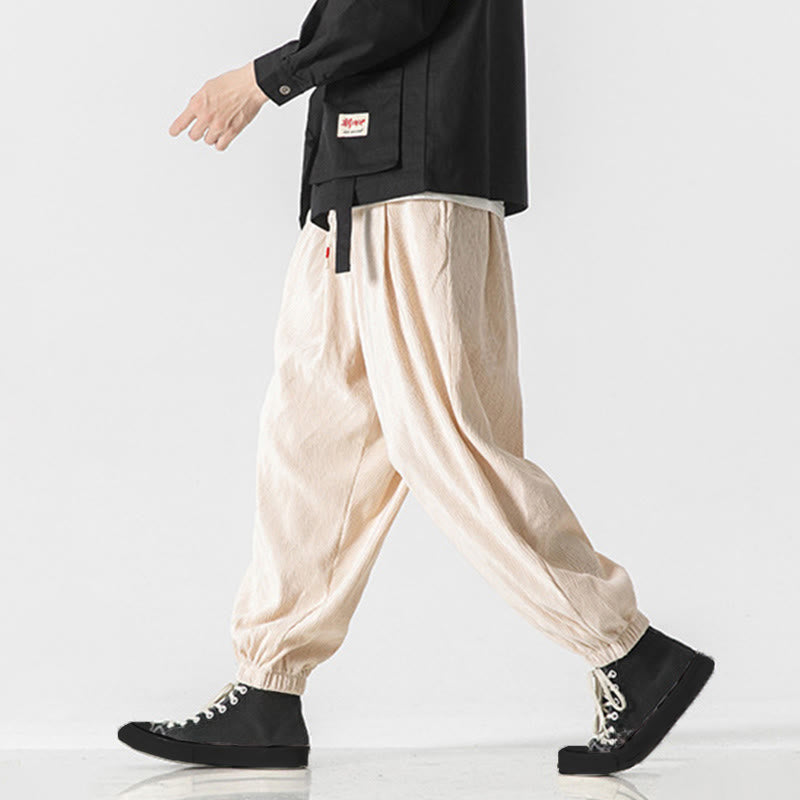 Buddha Stones無地 ドローストリング 伸縮性袖口デザイン メンズ コットンパンツ ポケット付き - image 25