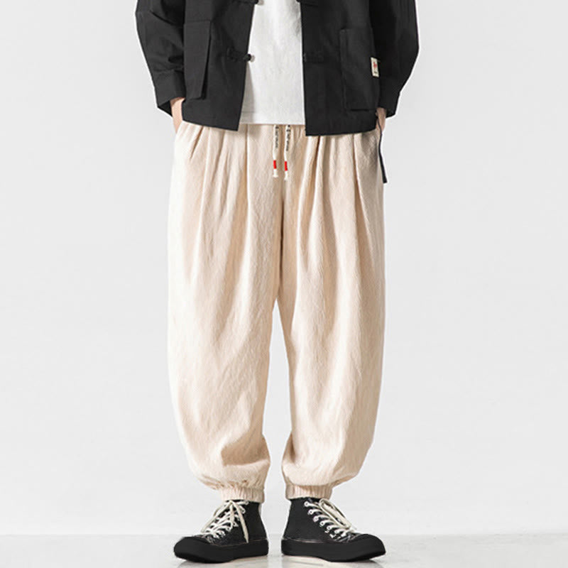 Buddha Stones無地 ドローストリング 伸縮性袖口デザイン メンズ コットンパンツ ポケット付き - image 22