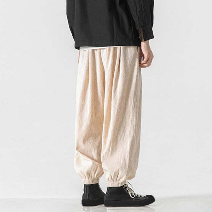 Buddha Stones無地 ドローストリング 伸縮性袖口デザイン メンズ コットンパンツ ポケット付き - image 27