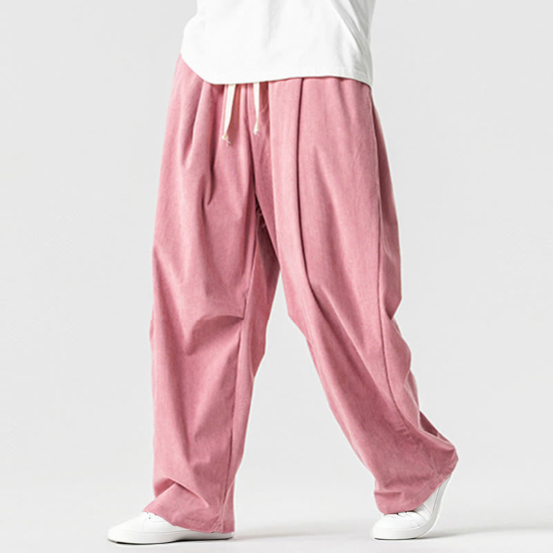 Buddha Stones冬用ドローストリングコーデュロイコットンメンズワイドレッグパンツ（ポケット付き） - image 9