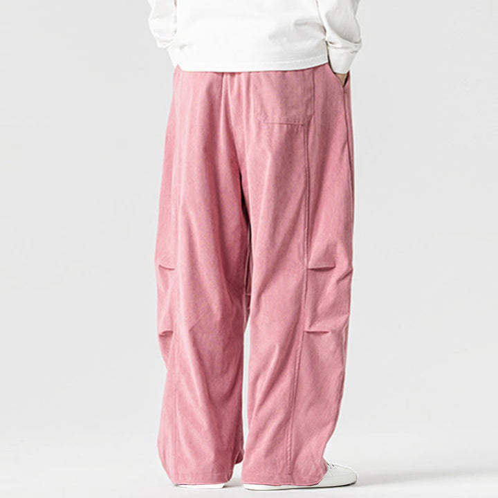 Buddha Stones冬用ドローストリングコーデュロイコットンメンズワイドレッグパンツ（ポケット付き） - image 8