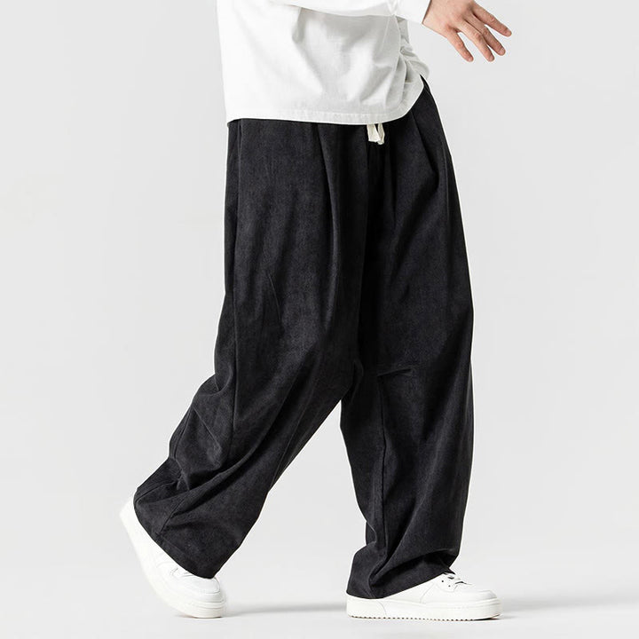 Buddha Stones冬用ドローストリングコーデュロイコットンメンズワイドレッグパンツ（ポケット付き） - image 33