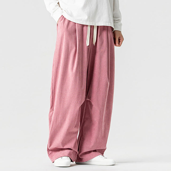 Buddha Stones冬用ドローストリングコーデュロイコットンメンズワイドレッグパンツ（ポケット付き） - image 11