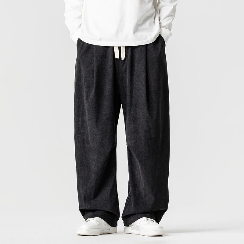 Buddha Stones冬用ドローストリングコーデュロイコットンメンズワイドレッグパンツ（ポケット付き） - 黒 - US/UK/AU46、 EU56 (5XL) - image 30