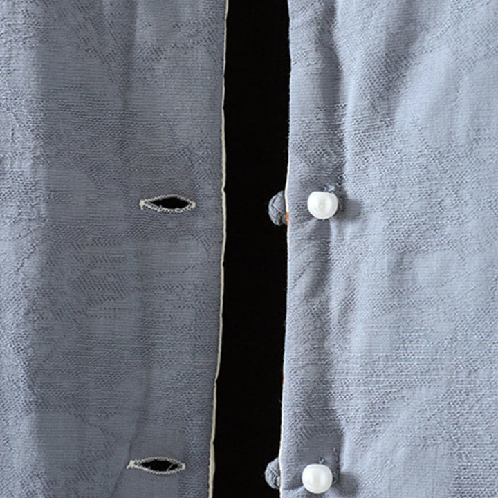 Buddha Stonesカエルボタン 無地 柄 レディース 長袖 コットン 厚手 ジャケット 花柄 カフス付き - image 4