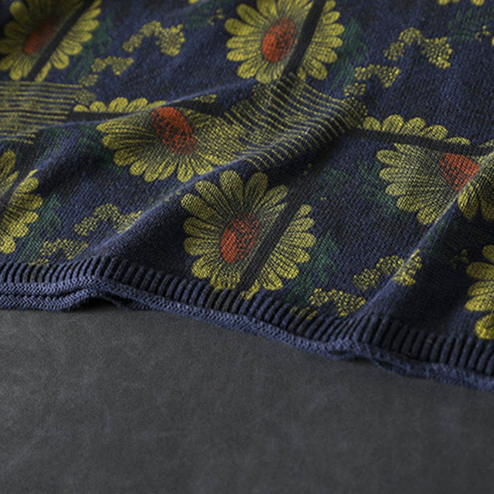 Buddha Stonesひまわり柄 モックネック 長袖 レディース コットンセーター - image 10