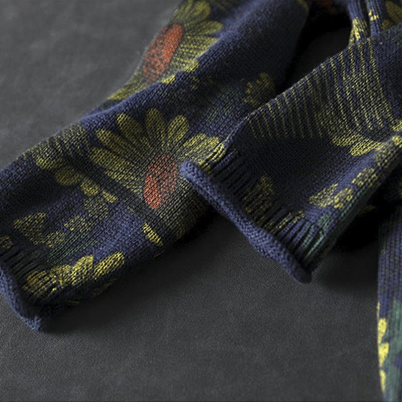 Buddha Stonesひまわり柄 モックネック 長袖 レディース コットンセーター - image 9