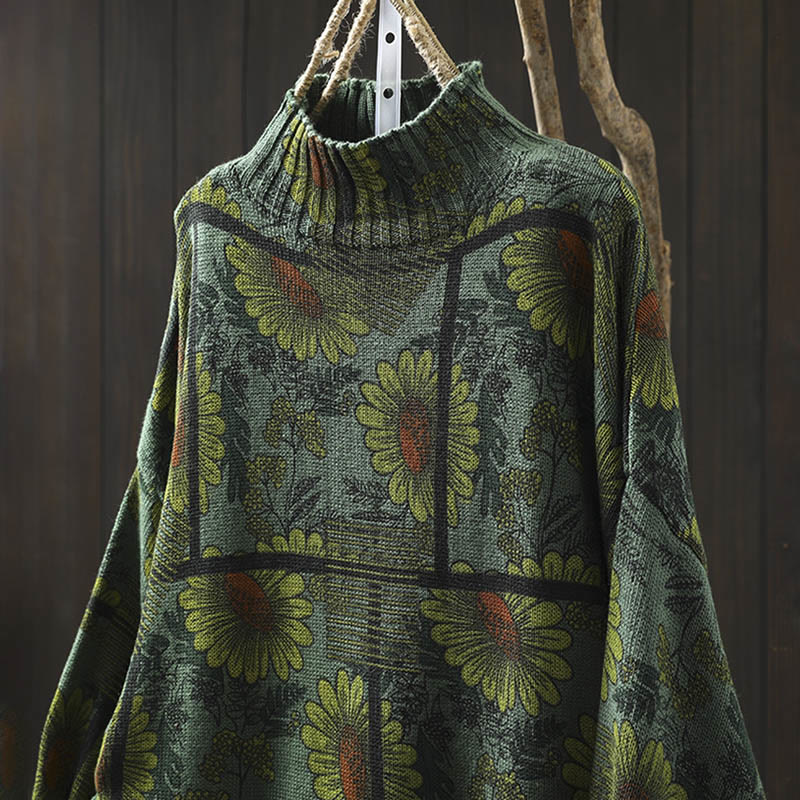 Buddha Stonesひまわり柄 モックネック 長袖 レディース コットンセーター - image 16