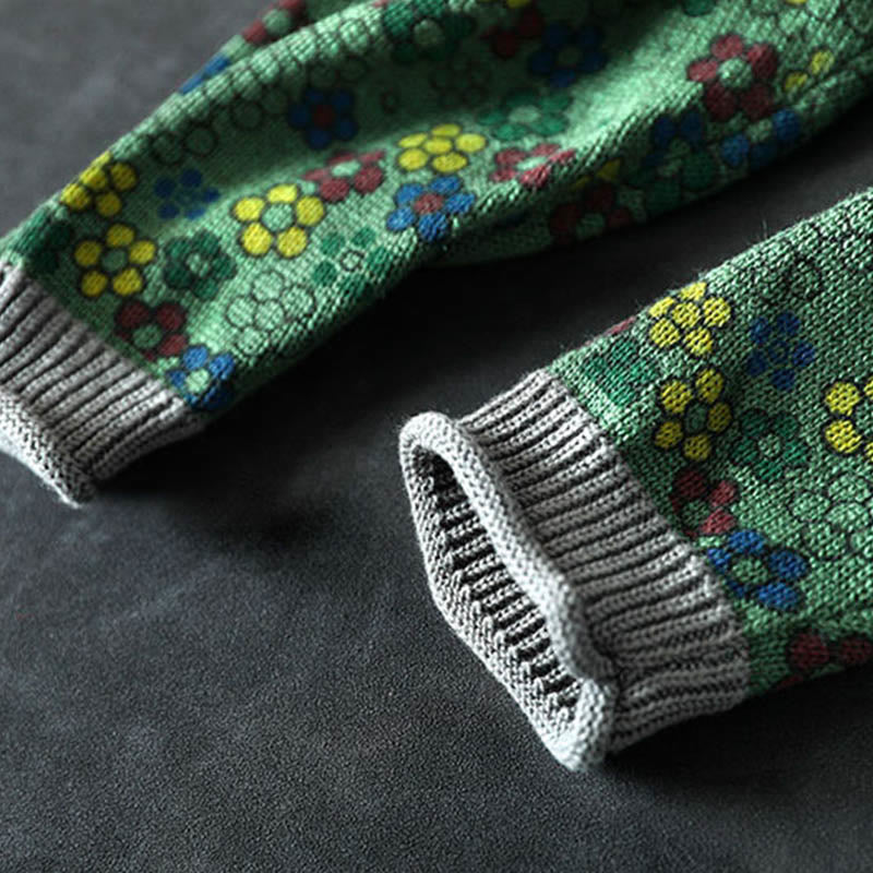 Buddha Stonesカラフルフラワー柄 レディース コットン 長袖 セーター ポケット付き - image 11