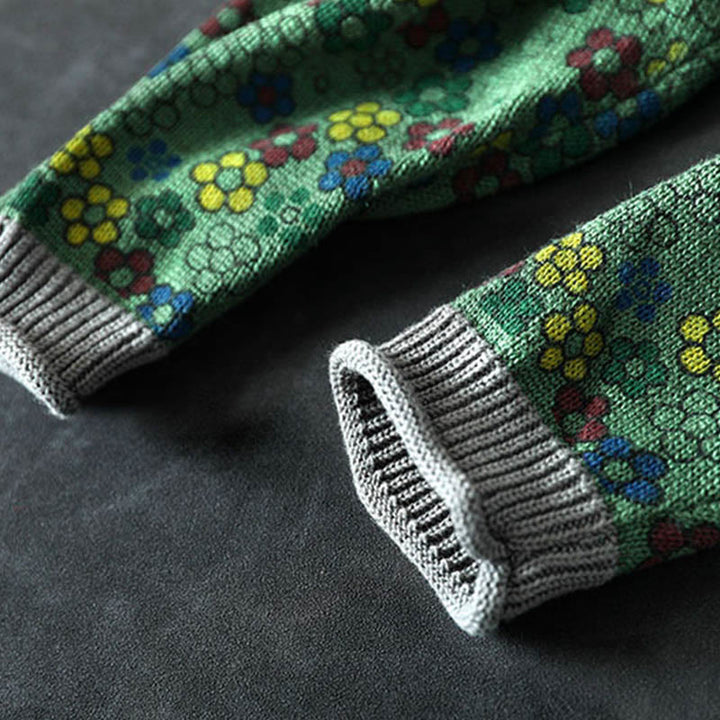 Buddha Stonesカラフルフラワー柄 レディース コットン 長袖 セーター ポケット付き - image 11