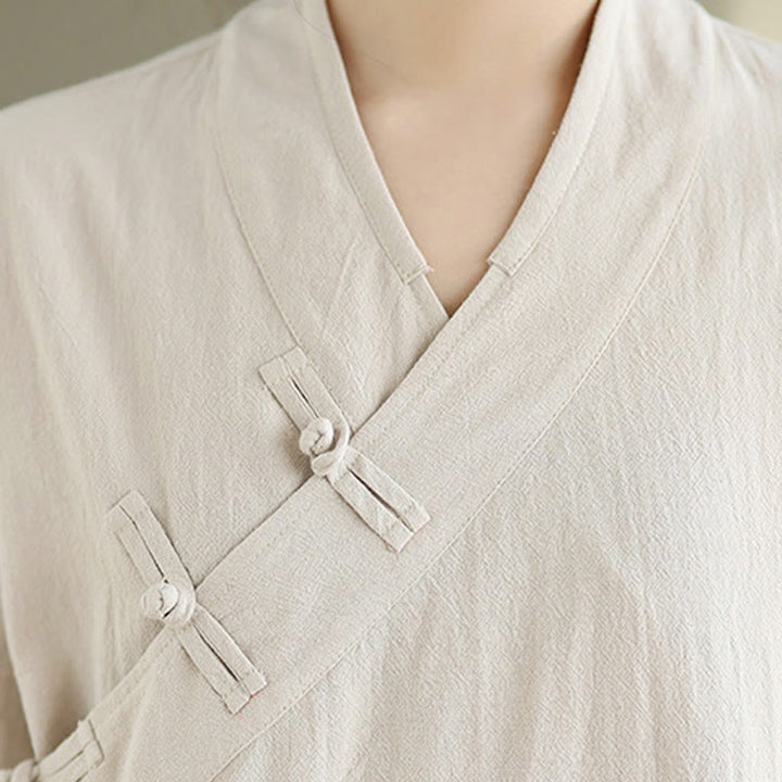 Buddha Stones 2点 Vネック 長袖シャツ ワイドレッグパンツ 禅瞑想 レディース セット - image 6