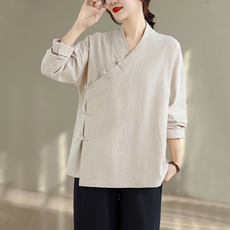 Buddha Stones 2点 Vネック 長袖シャツ ワイドレッグパンツ 禅瞑想 レディース セット - image 5