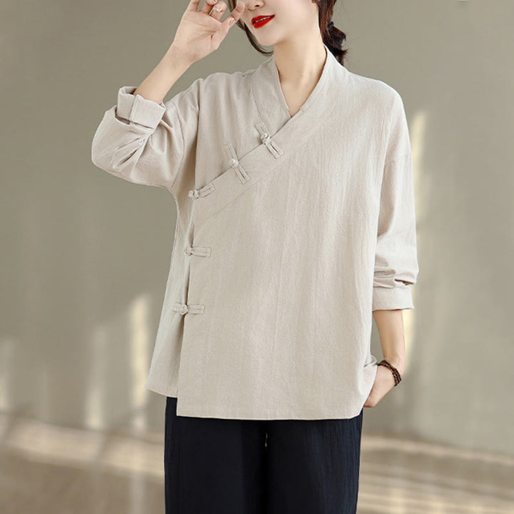 Buddha Stones 2点 Vネック 長袖シャツ ワイドレッグパンツ 禅瞑想 レディース セット - image 5