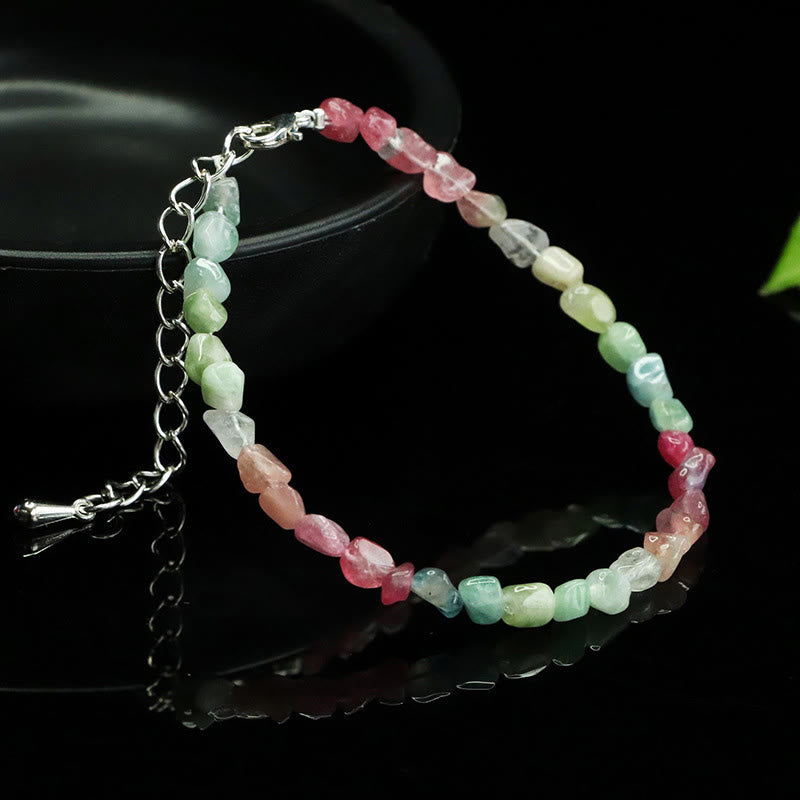 Buddha Stones 4mm極細ビーズトルマリン 不規則ビーズ ポジティブチェーンブレスレット - image 1