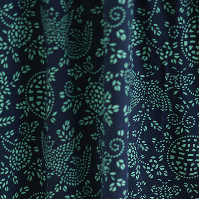 Buddha Stonesプリント花柄ロングスリーブスタンドカラーコットンマキシドレス（ポケット付き） - image 7