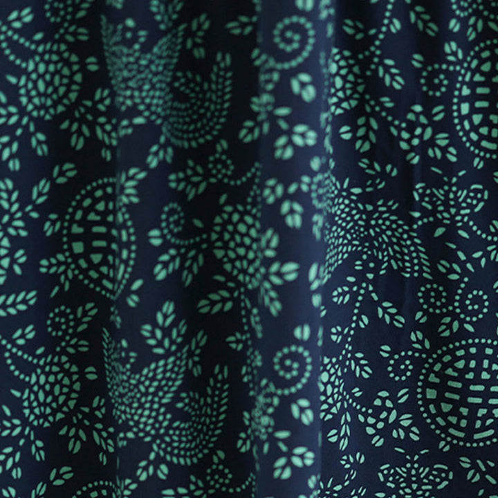 Buddha Stonesプリント花柄ロングスリーブスタンドカラーコットンマキシドレス（ポケット付き） - image 7