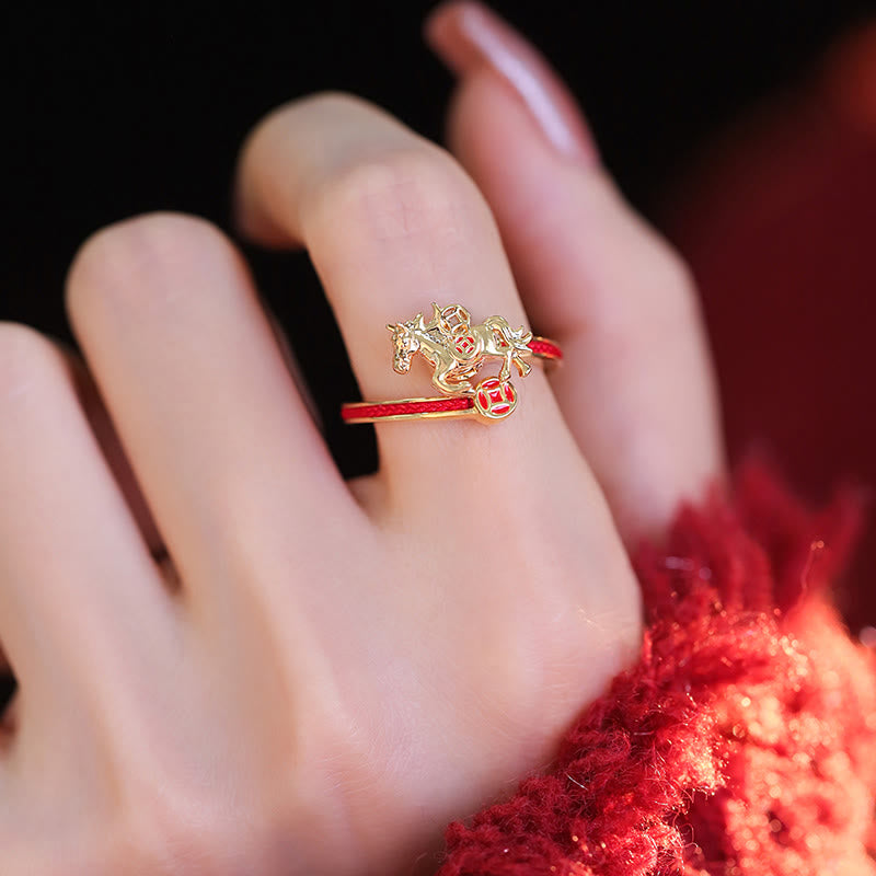 Buddha Stones銅製赤紐銅貨 午年 オープニングバランスリング - image 2