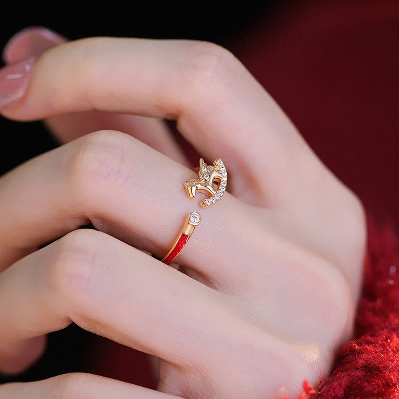 Buddha Stonesオープニング銅製金運馬年赤紐の指輪 - image 10